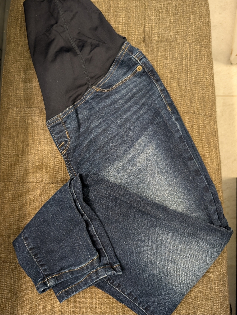 Isabel Maternity Full Tummy Dark Blue Stretch Denim Jeans 6/28R